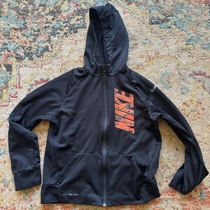Nike Black Hoodie with Bold Orange Logo